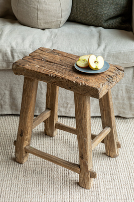 Jesse Vintage Wooden Stool  from Cotswold Grey