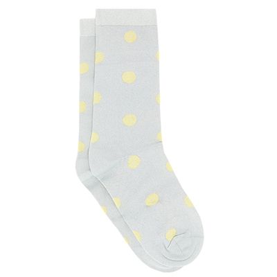 Polka-Dot Glitter Stretch-Jersey Ankle Socks from Ganni