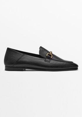Tumbled Leather Loafers With Bamboo Buckle from Massimo Dutti