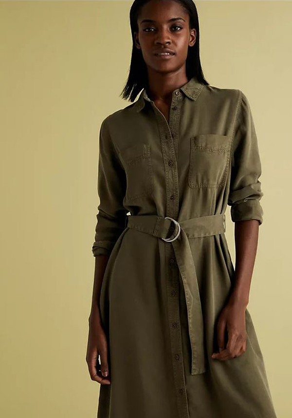 Belted Midi Shirt Dress