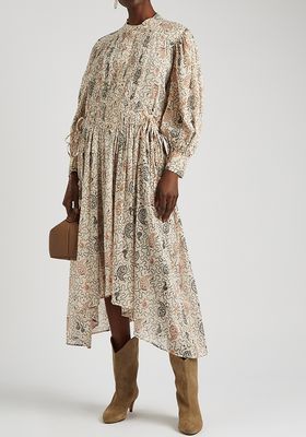 Ariana Ecru Printed Cotton Midi Dress from Isabel Marant Étoile