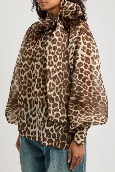 Illustration Billow Leopard-Print Organza Blouse from ZIMMERMANN