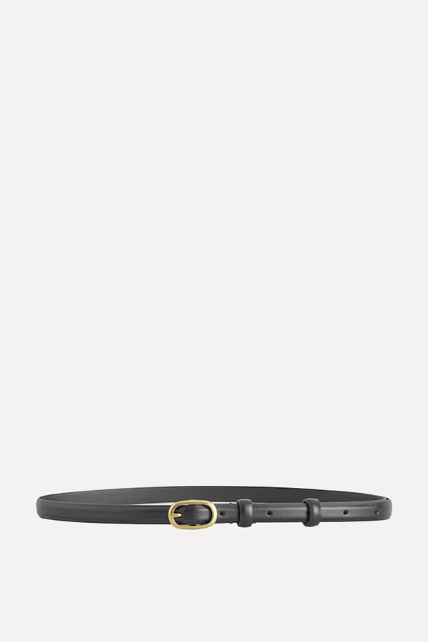 Oval-Buckle Slim Leather Belt from COS