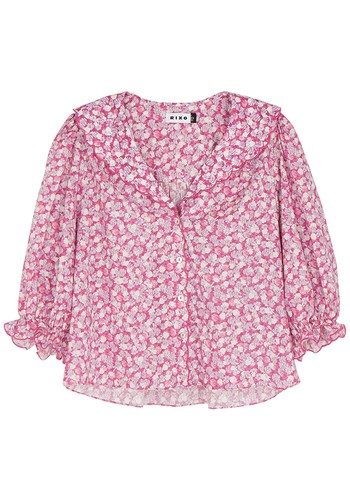 Carly Pink Floral-Print Cotton Blouse from Rixo