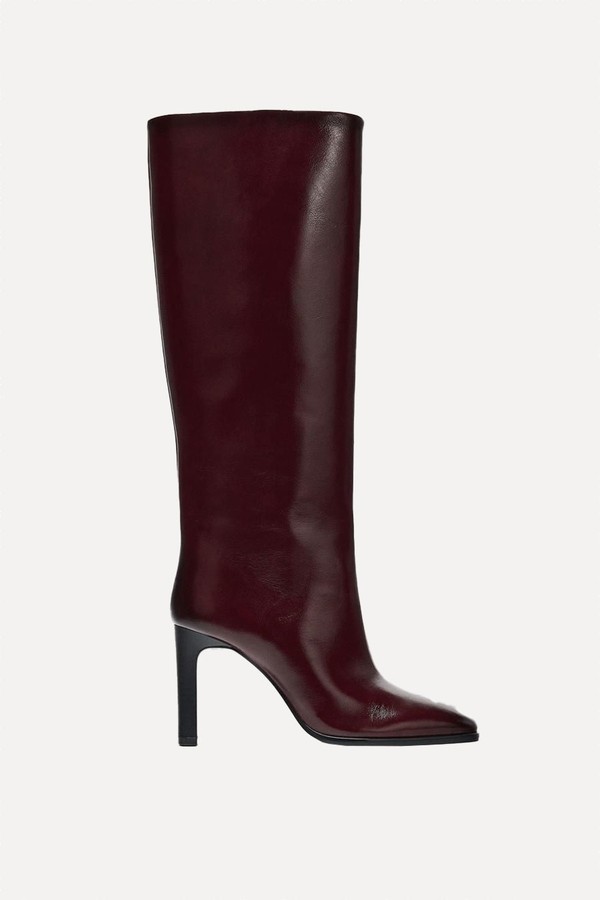 Leather Block Heel Boots from Zara