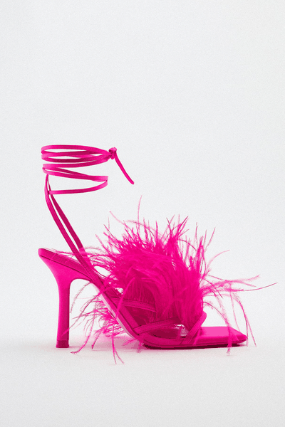 High-Heel Sandals With Feathers from Zara