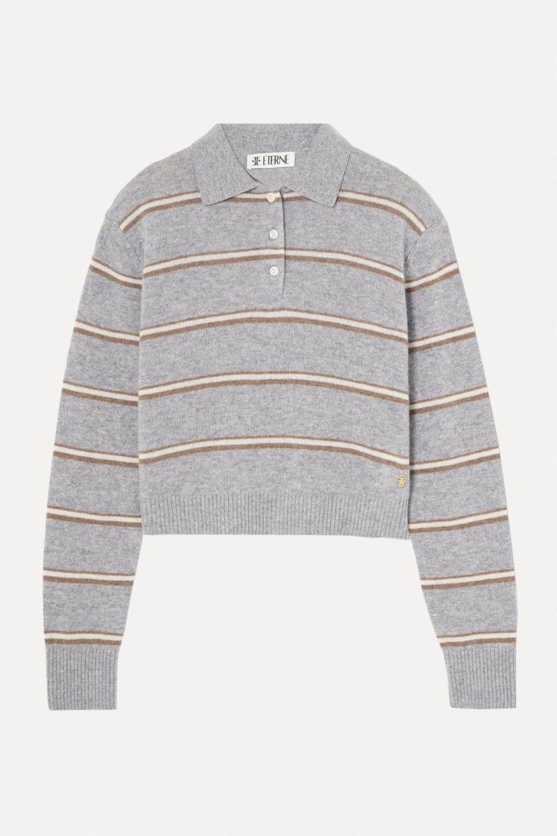 Barrett Cropped Striped Cashmere Sweater from Eterne