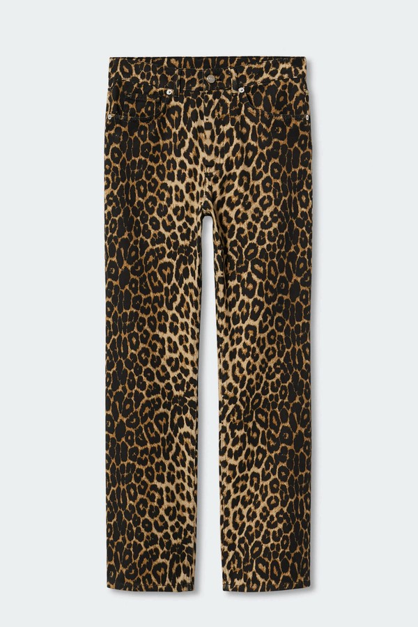 Animal Print Straight Jeans from Mango