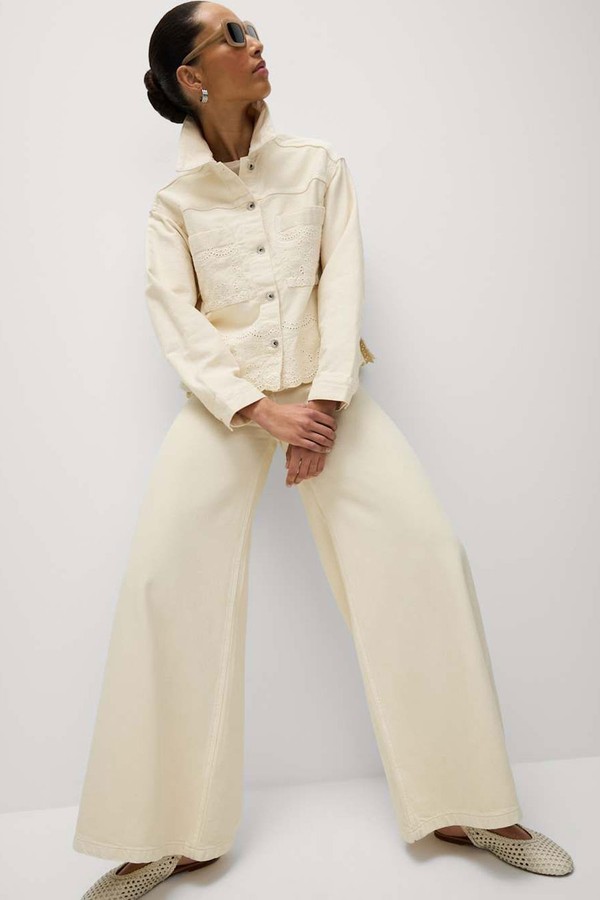 Denim Embroidered Relaxed Shacket