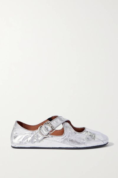 Criss Cross Buckled Metallic Eel Ballet Flats  from Alaïa 