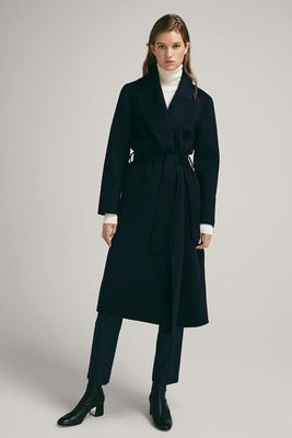 Wool Coat with Belt from Massimo Dutti