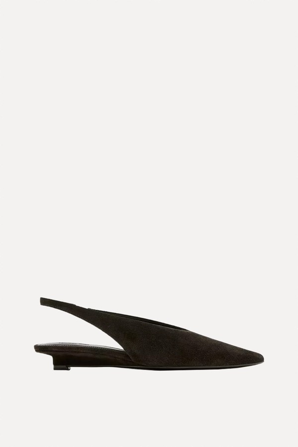 Split Suede Leather Slingback Shoes from Massimo Dutti