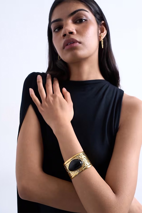 Blossom Stainless Steel Bangle With Stone from Topshop