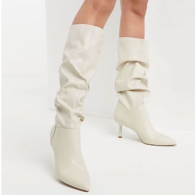 Slouchy Faux Leather Hi-Leg Boots from Stradivarius