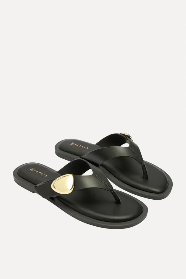 Gold Trim Toe Post Sandals