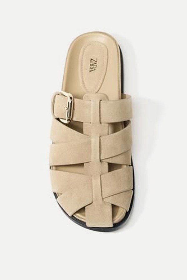 Split Suede Cage Sandals from Zara