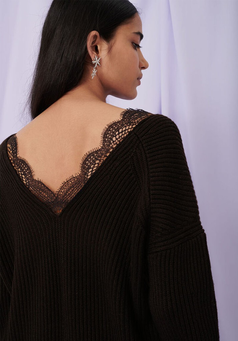 Lace Neckline Sweater