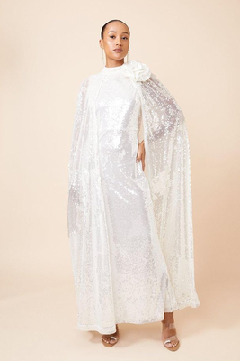 Sequin Rosette Cape Maxi Dress from Karen Millen
