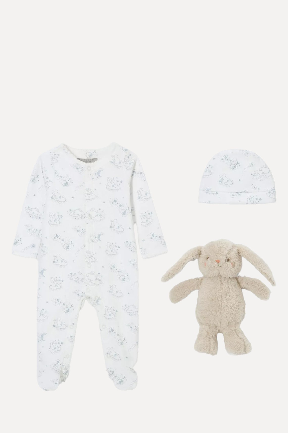 Baby Pima Cotton Sleepsuit, Hat and Bunny Gift Box from john lewis