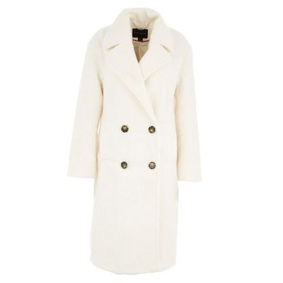 Cream Fleeced Longline Coat
