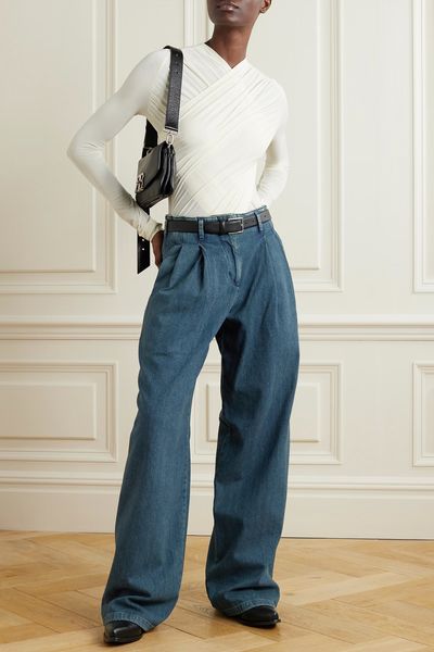 Embellished Pleated High-Rise Wide-Leg Jeans, £315 | Golden Goose