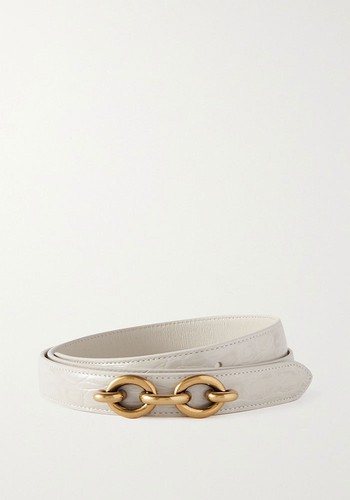 Le Mallion Croc Effect Leather Belt from Saint Laurent