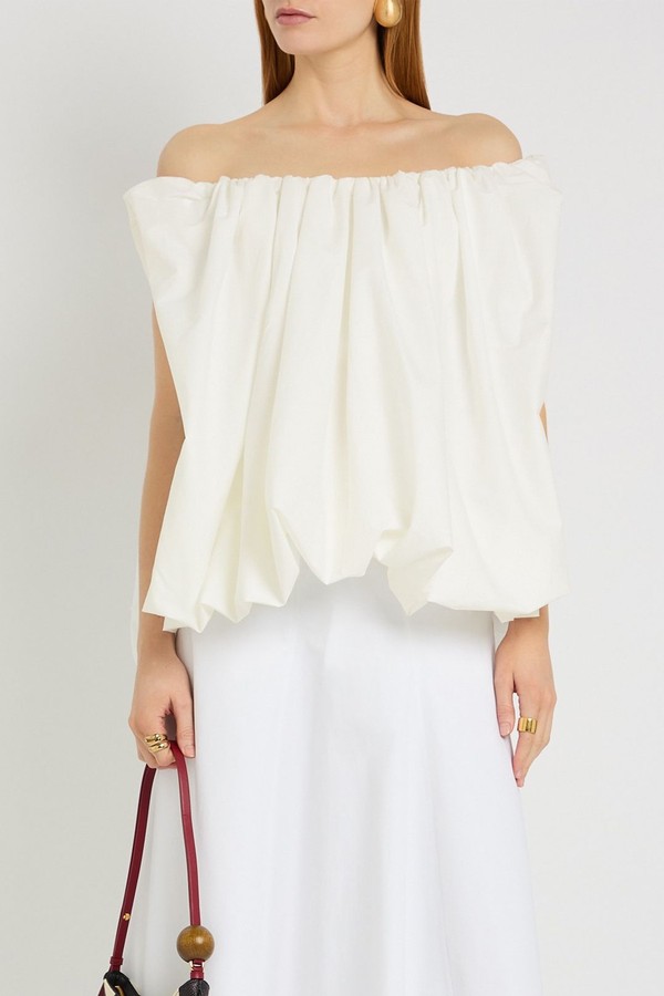 Le Top Lavande Draped Cotton-Blend Poplin Top from JACQUEMUS