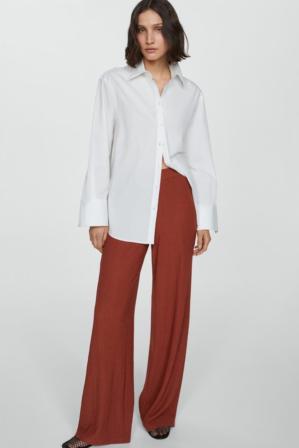 Textured Wide Leg Trousers from Mango