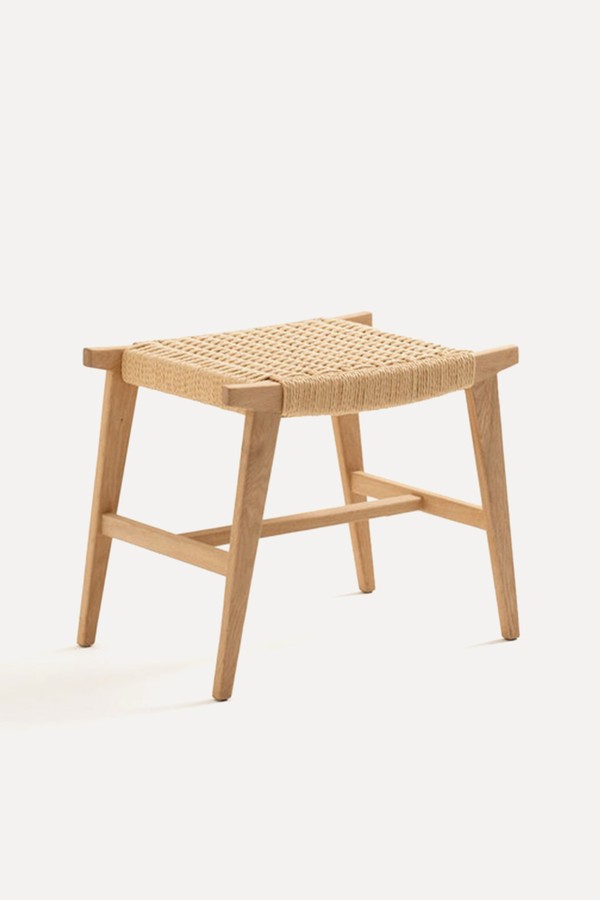 Kioto Oak & Woven Braided Stool from La Redoute Interieurs