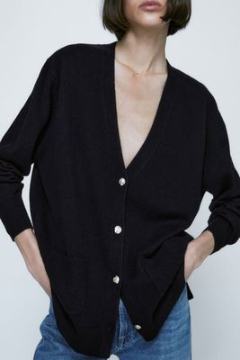 Wool & Cashmere Blend Cardigan With Buttons from Massimo Dutti