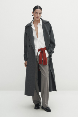 Wool Blend Double-Breasted Trench Coat from Massimo Dutti