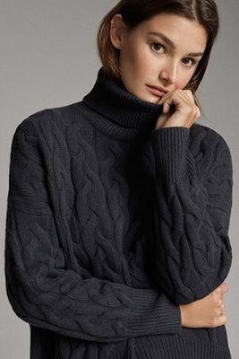 Cable Knit and Wool Cashmere Cape Sweater from Massimo Dutti 