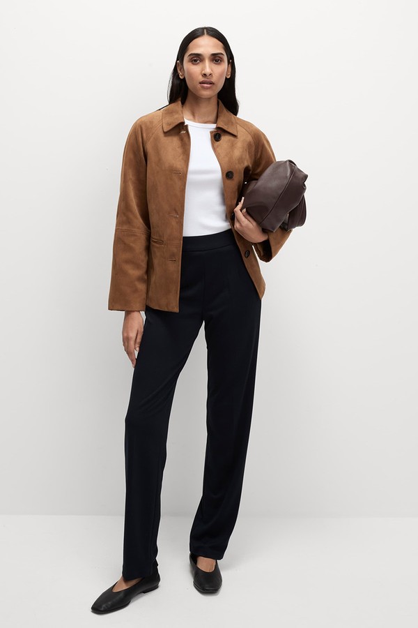 Jersey Straight Leg Trousers With Stretch