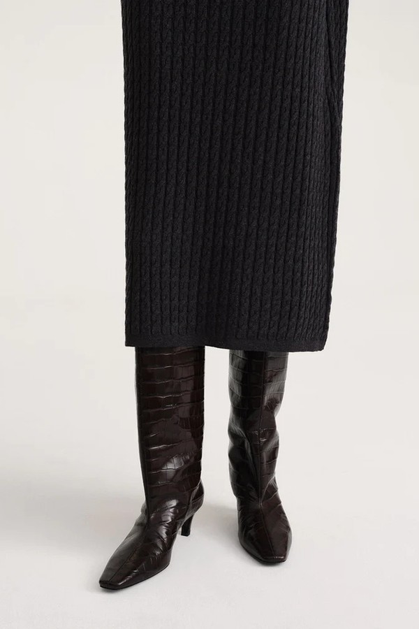 The Wide Shaft Boot Dark Brown Croco from TotĂŞme