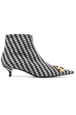 Logo-Embellished Houndstooth Tweed Ankle Boots from Balenciaga