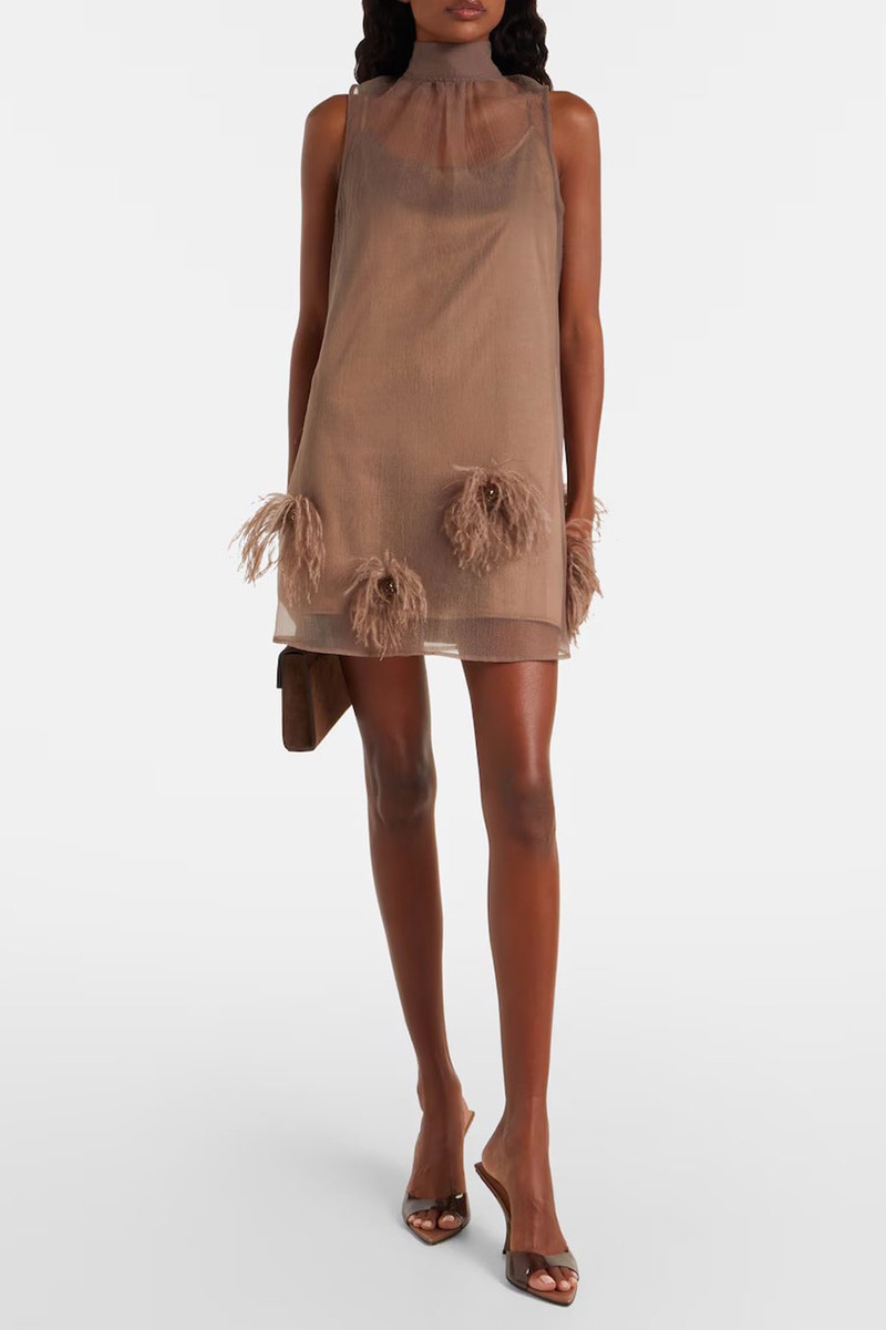 Albee Feather-Trimmed Minidress from Staud