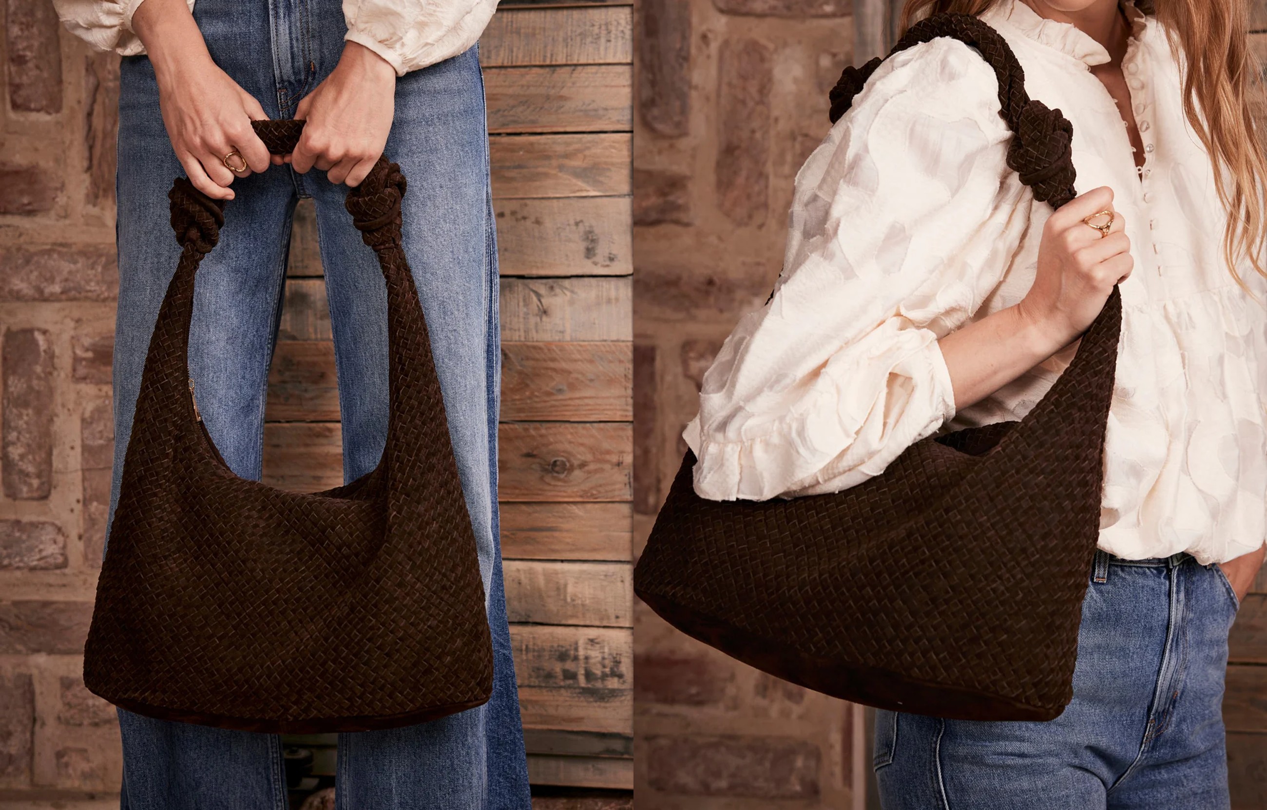 Brown Suede Knot Detail Bag, £149 | Mint Velvet