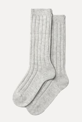 Silver Cashmere Blend Lounge Socks from Chalk