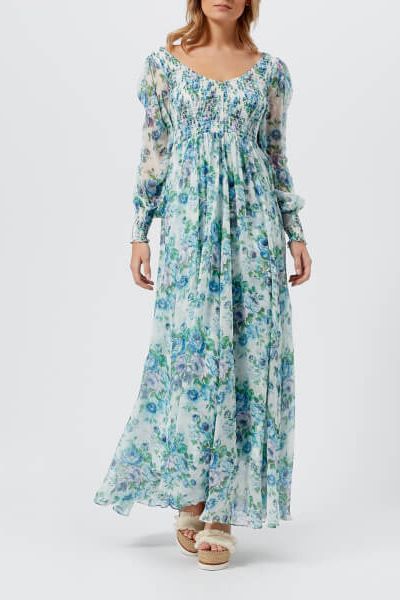 Women’s Breeze Shirred Dress Azure Wallpaper from Zimmermann