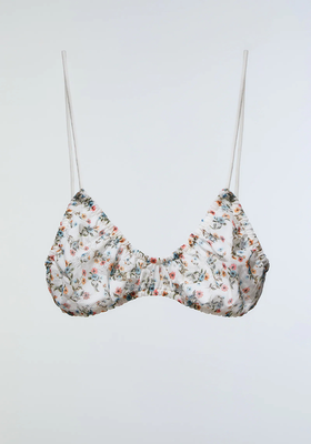 Floral Bralette With Gathered Detail 