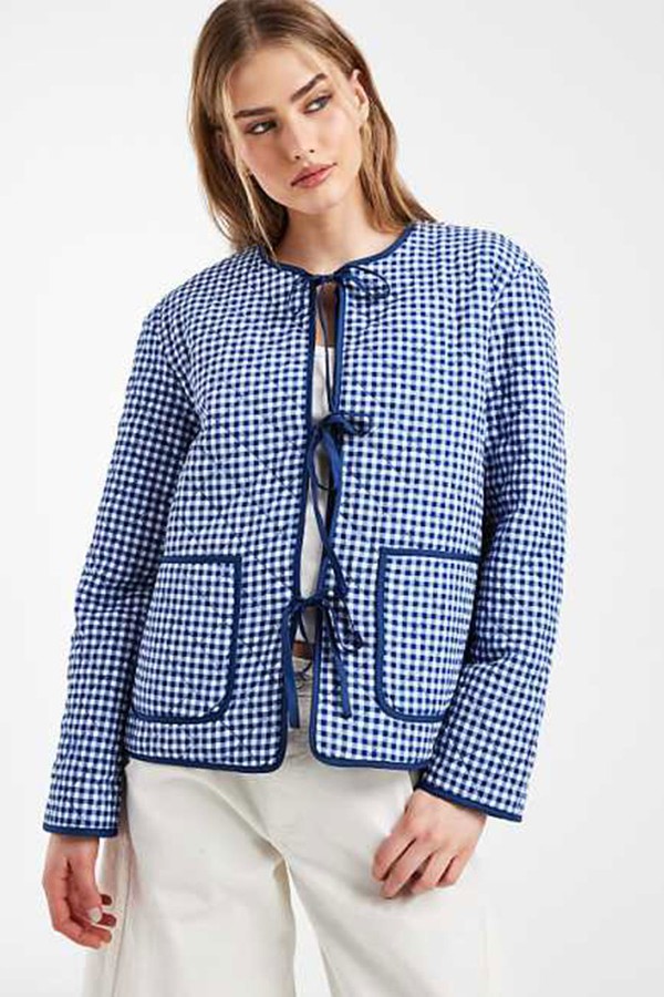 Tie Front Quilted Jacket from Pieces
