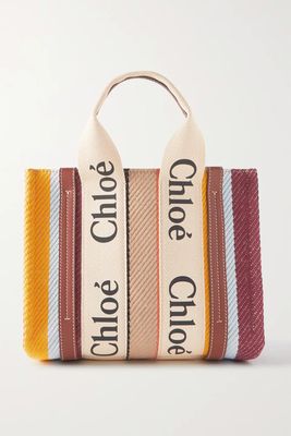 Woody Small Leather-Trimmed Cotton & Jute-Blend Canvas Tote from Chloé