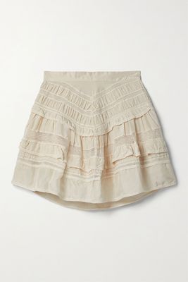Constance Tiered Crocheted Cotton-Trimmed Silk Mini Skirt from Isabel Marant