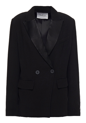 Nidia Double-Breasted Satin-Trimmed Crepe Blazer from Ba&Sh
