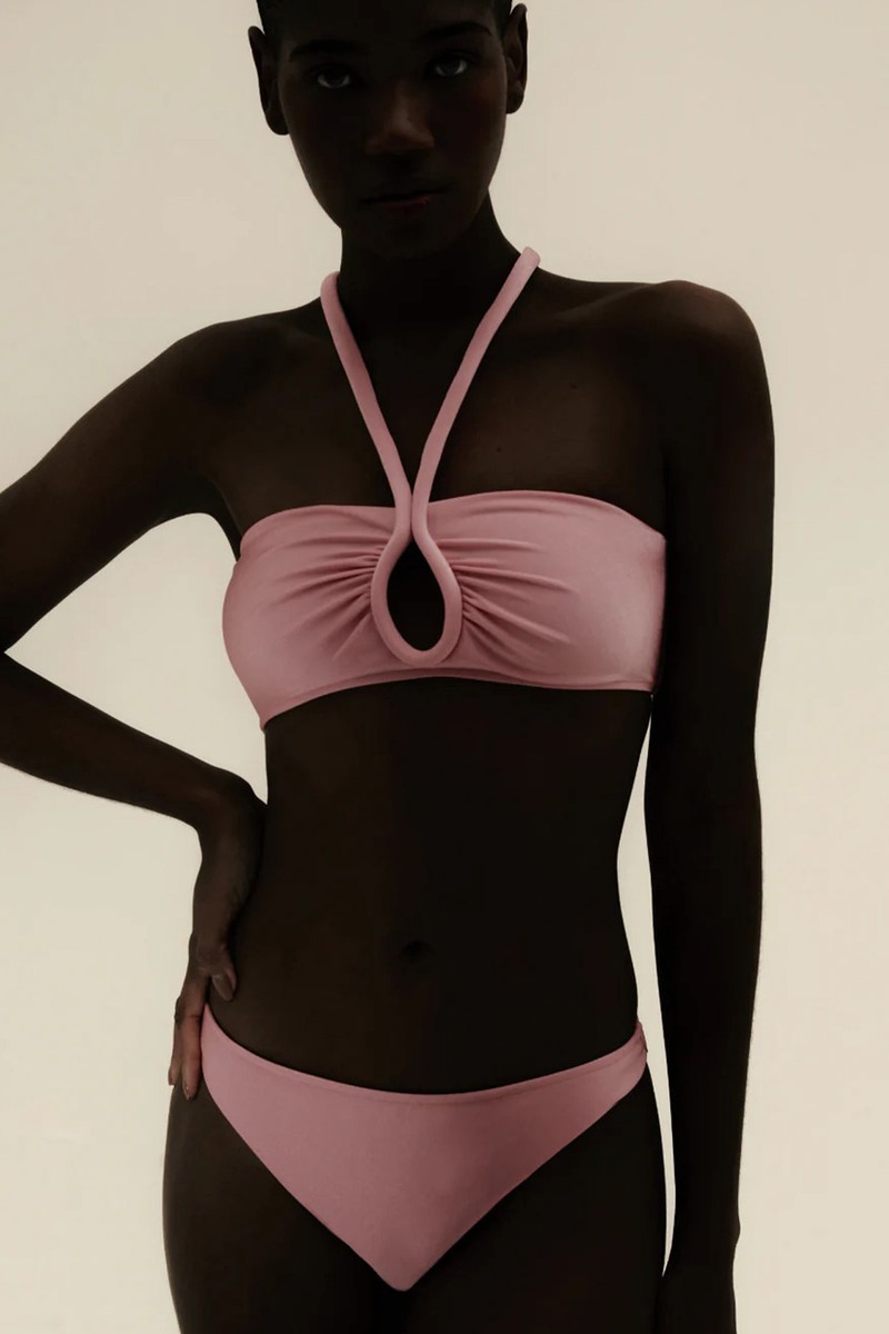 Solid Keyhole Bikini With Straps