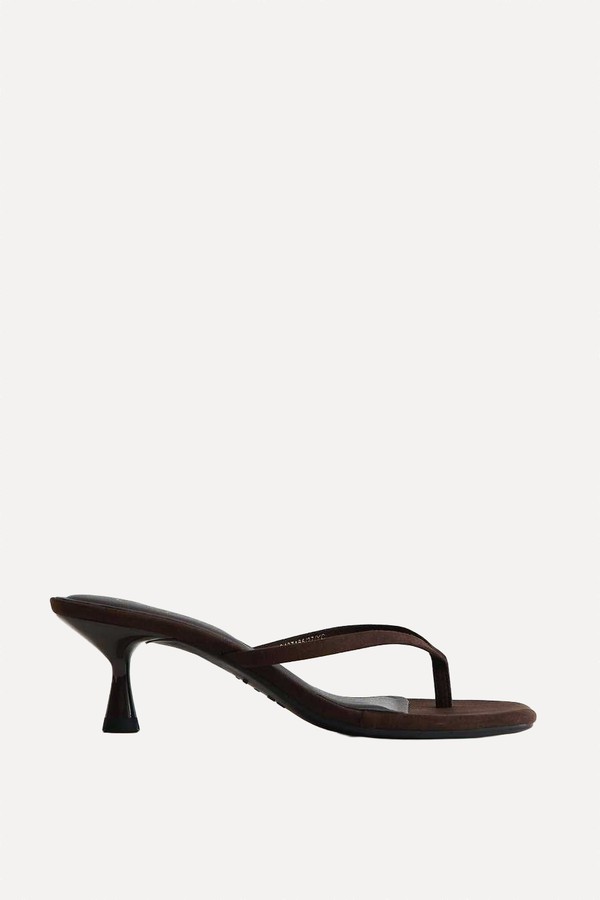 Faux Suede Toe Post Mule Sandals