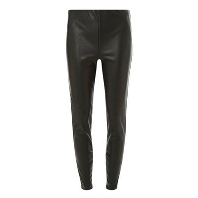 Black PU Pull On Leggings