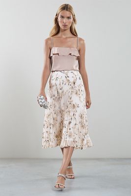 Alisandra Floral-Print Pleated Skirt from Reiss