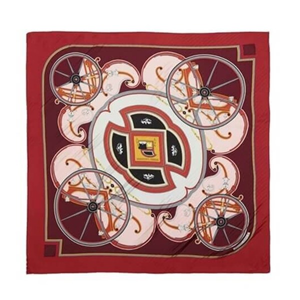 1970s 'Washingtons Carriage” Pleated Silk Scarf from Hermes
