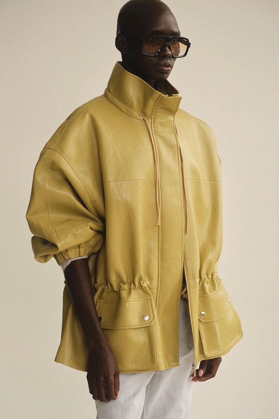 Faux-Leather Short Parka from Source Unknown